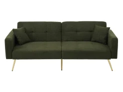 Sofá relax verde - Sofá con cojines y bolsillos de almacenamiento - patas doradas - para sala de estar y dormitorio