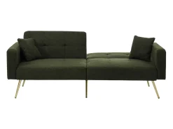 Sofá relax verde - Sofá con cojines y bolsillos de almacenamiento - patas doradas - para sala de estar y dormitorio