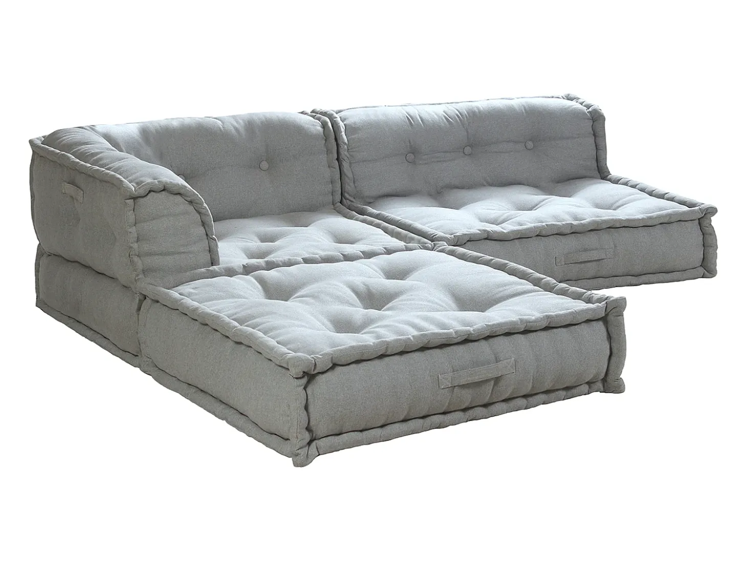 Sofá rinconera abierto modular de tela color gris DIROLA