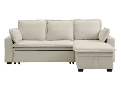 Sofá rinconera convertible y reversible de tela blanca rota ZAKILA