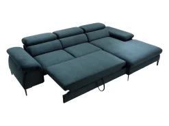 Sofá rinconera convertible de terciopelo azul noche diseño SEPINA