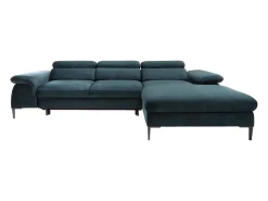 Sofá rinconera convertible de terciopelo azul noche diseño SEPINA