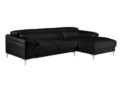 Sofá rinconera de piel ángulo derecho color negro SOLANGE