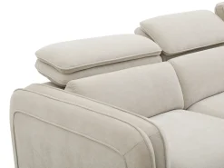 Sofá rinconera derecha convertible y puf en tela beige BALOTIA
