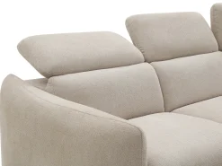 Sofá rinconera derecha convertible de tela beige RAVIELA
