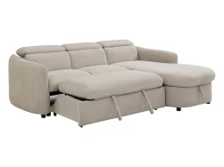 Sofá rinconera derecha convertible de tela beige RAVIELA
