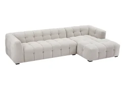 Sofá rinconera derecha de tela beige chenilla DILOME de Pascal Morabito