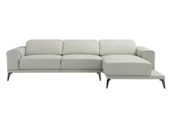 Sofá rinconera derecha de cuero de búfalo beige ANDOR