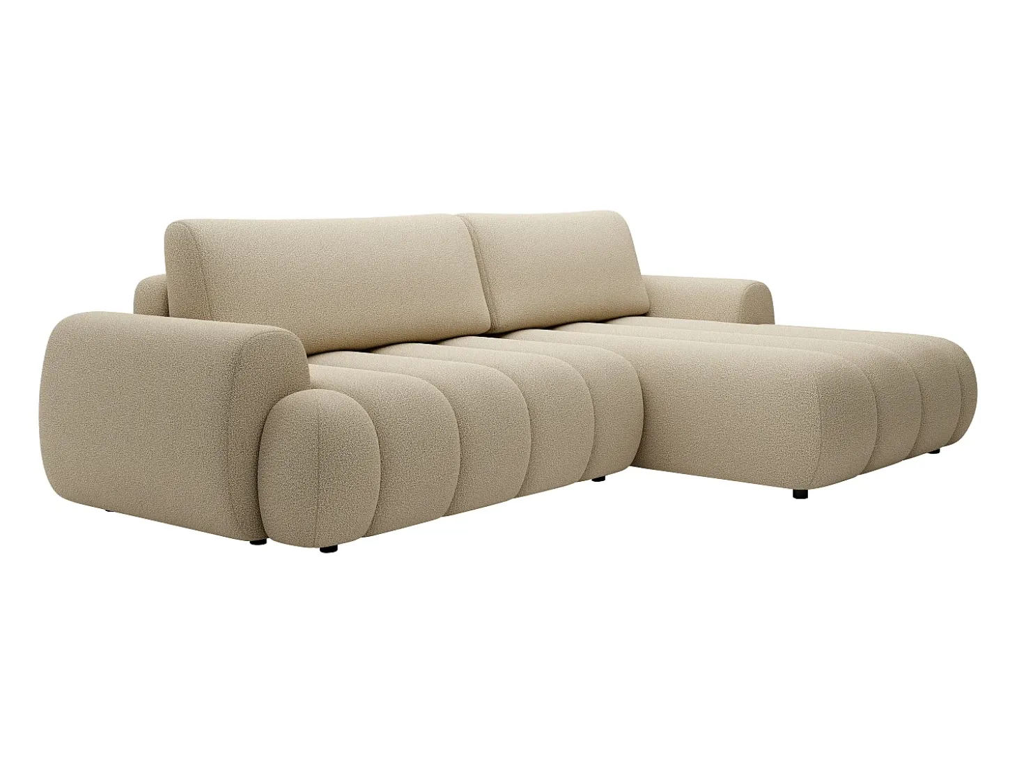 Sofá rinconera derecha de tela beige de 4 plazas FRIDORA