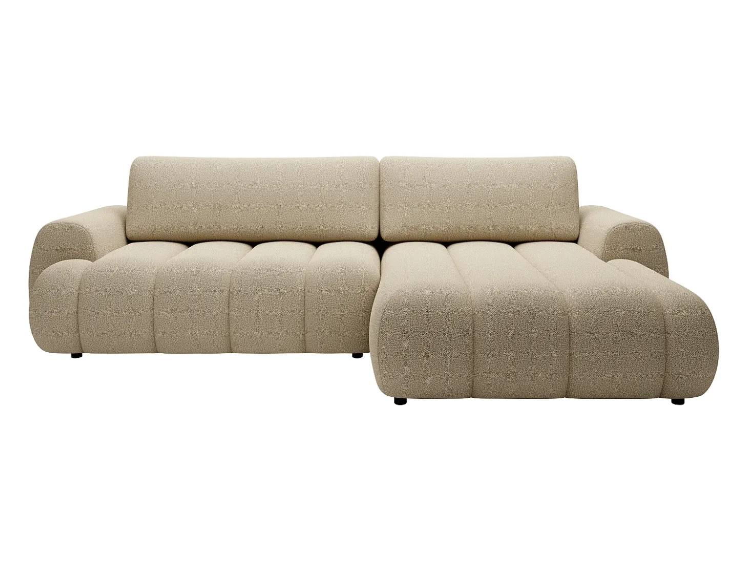 Sofá rinconera derecha de tela beige de 4 plazas FRIDORA