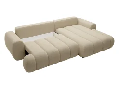 Sofá rinconera derecha de tela beige de 4 plazas FRIDORA