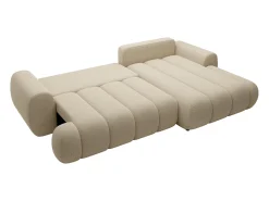 Sofá rinconera derecha de tela beige de 4 plazas FRIDORA