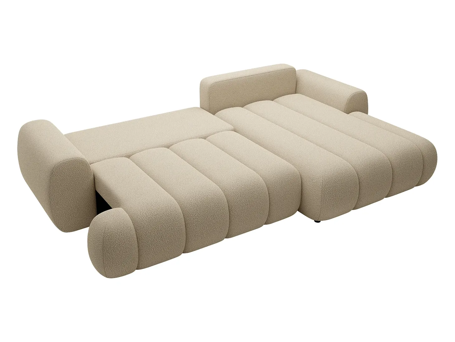 Sofá rinconera derecha de tela beige de 4 plazas FRIDORA