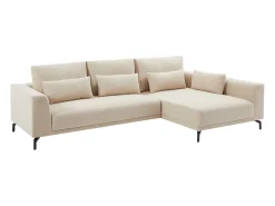 Sofá rinconera derecha de tejido texturizado beige 5 plazas TILANIA