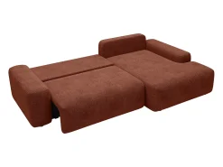 Sofá rinconera derecha en tela texturizada terracota DAVISO