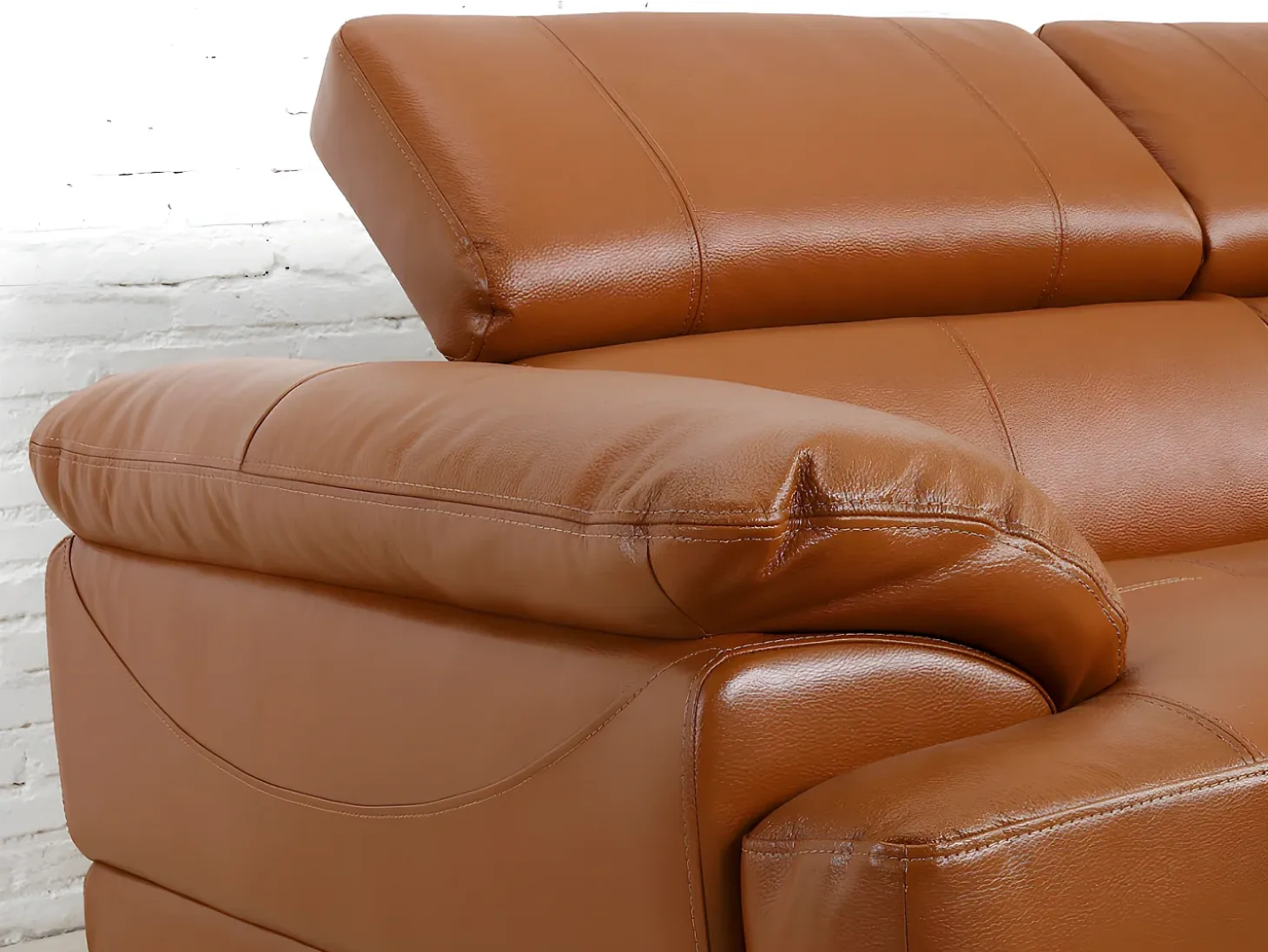 Sofá rinconera derecha piel caramelo EXCELSIOR II