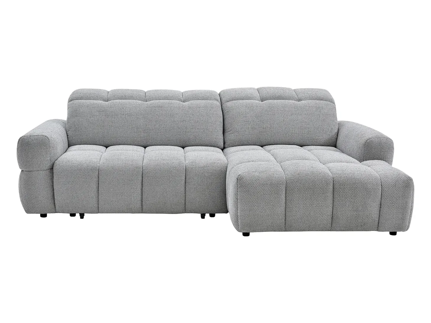 Sofá rinconera derecha relax con asiento deslizante eléctrico en tela gris CARIALA