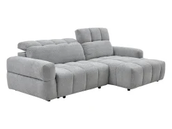 Sofá rinconera derecha relax con asiento deslizante eléctrico en tela gris CARIALA