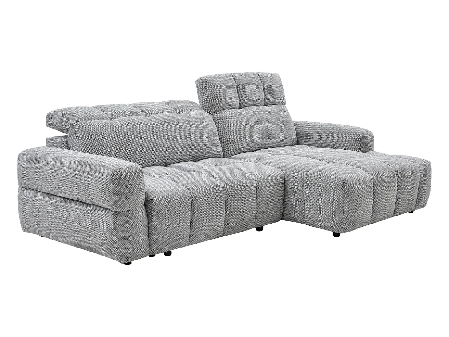 Sofá rinconera derecha relax con asiento deslizante eléctrico en tela gris CARIALA