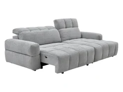 Sofá rinconera derecha relax con asiento deslizante eléctrico en tela gris CARIALA