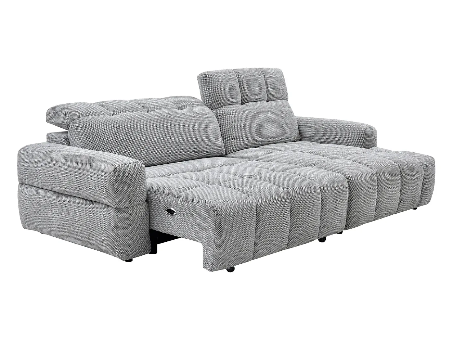 Sofá rinconera derecha relax con asiento deslizante eléctrico en tela gris CARIALA