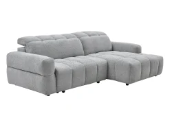 Sofá rinconera derecha relax con asiento deslizante eléctrico en tela gris CARIALA