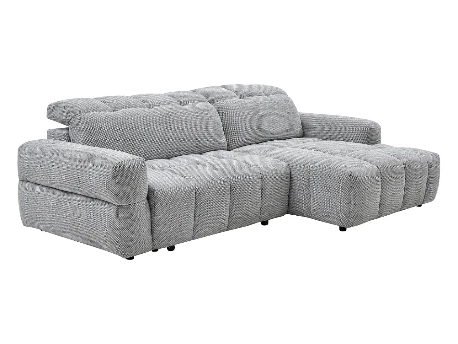 Sofá rinconera derecha relax con asiento deslizante eléctrico en tela gris CARIALA