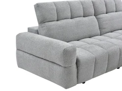 Sofá rinconera derecha relax con asiento deslizante eléctrico en tela gris CARIALA