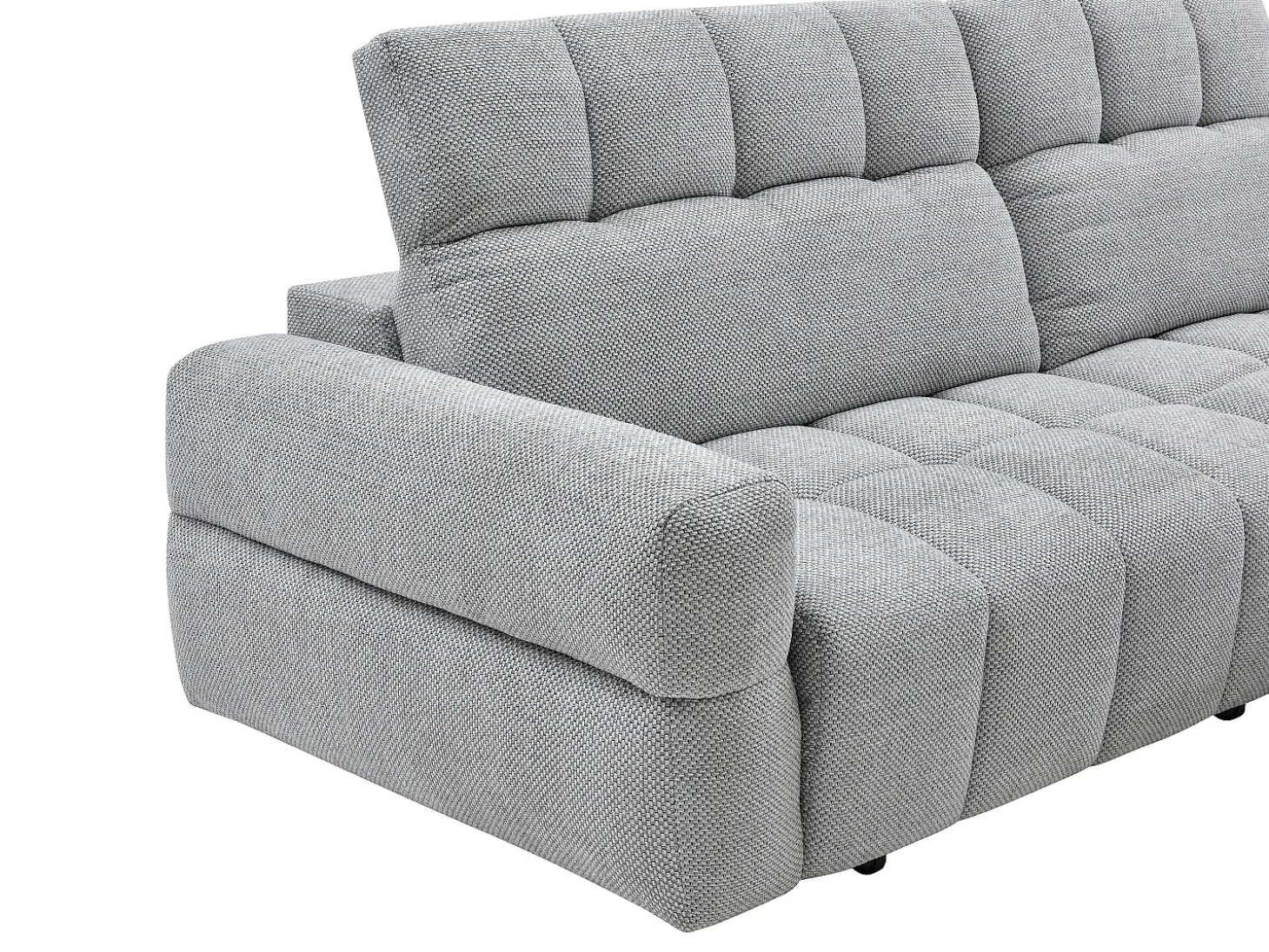 Sofá rinconera derecha relax con asiento deslizante eléctrico en tela gris CARIALA