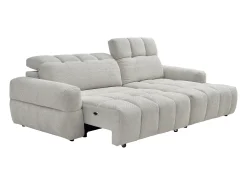 Sofá rinconera derecha relax con asiento deslizante eléctrico en tejido beige CARIALA