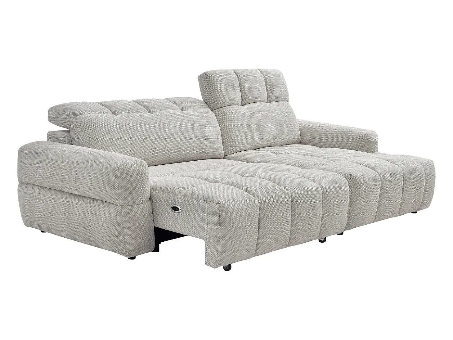 Sofá rinconera derecha relax con asiento deslizante eléctrico en tejido beige CARIALA