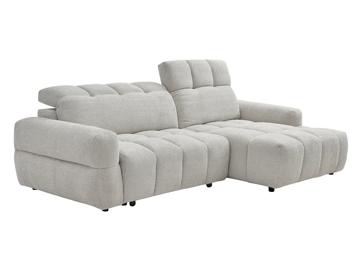 Sofá rinconera derecha relax con asiento deslizante eléctrico en tejido beige CARIALA