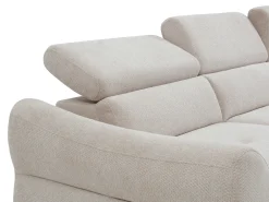 Sofá rinconera derecho convertible en tela texturizada beige VAVERDO