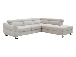 Sofá rinconera derecho convertible en tela texturizada beige VAVERDO