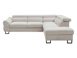 Sofá rinconera derecho convertible en tela texturizada beige VAVERDO