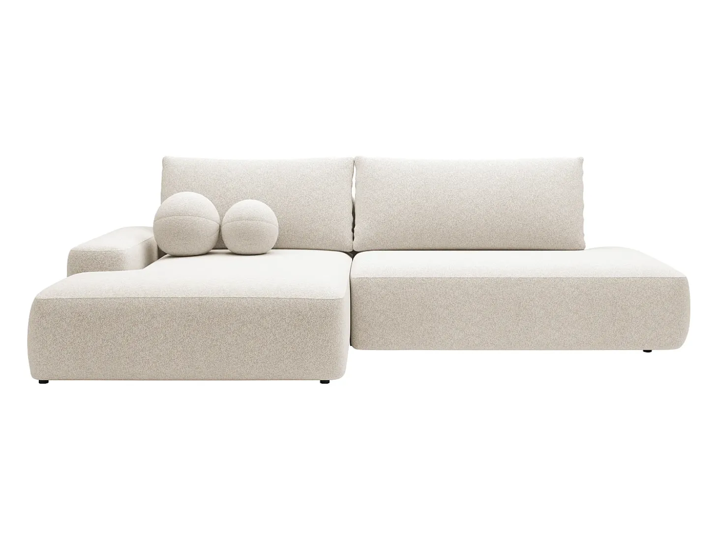 Sofá rinconera izquierda abierto en tela texturizada beige DAVISO