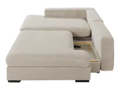 Sofá rinconera izquierda convertible en terciopelo beige SELIORA
