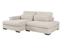 Sofá rinconera izquierda convertible en terciopelo beige SELIORA