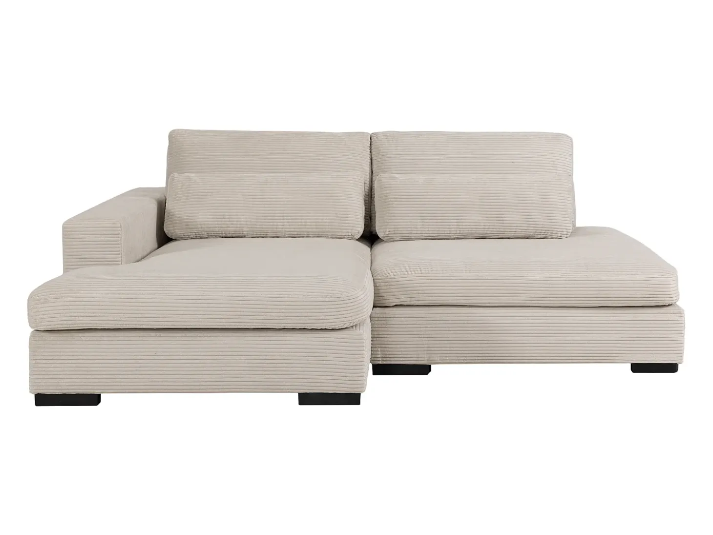 Sofá rinconera izquierda convertible en terciopelo beige SELIORA