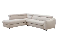 Sofá rinconera izquierda convertible en tela texturizada beige BESEMA