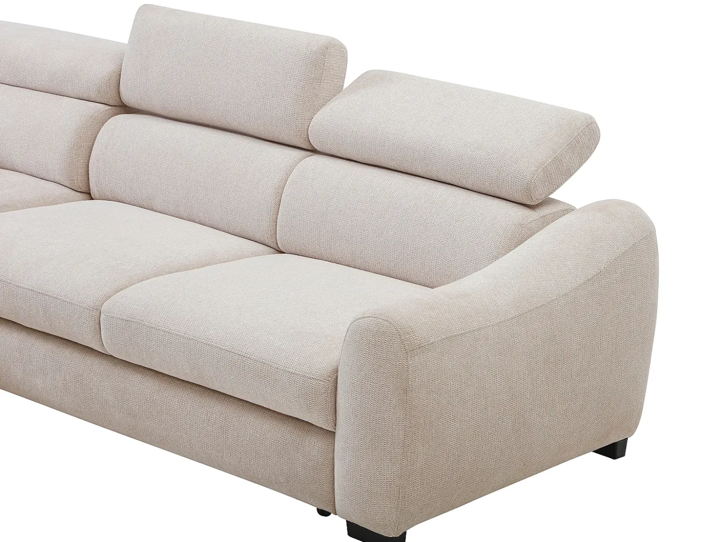 Sofá rinconera izquierda convertible en tela texturizada beige BESEMA