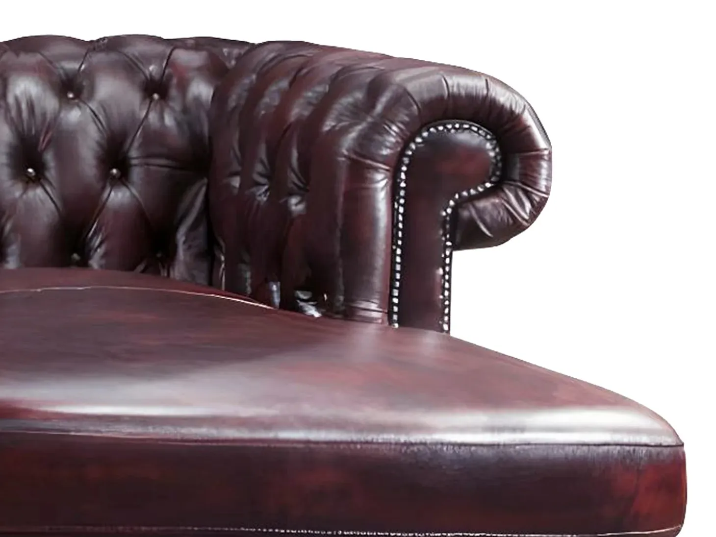 Sofá rinconera izquierda chesterfield 100% piel cherry BRENTON