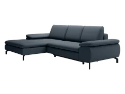 Sofá rinconera izquierda de tela azul texturizada ARCHIBALD