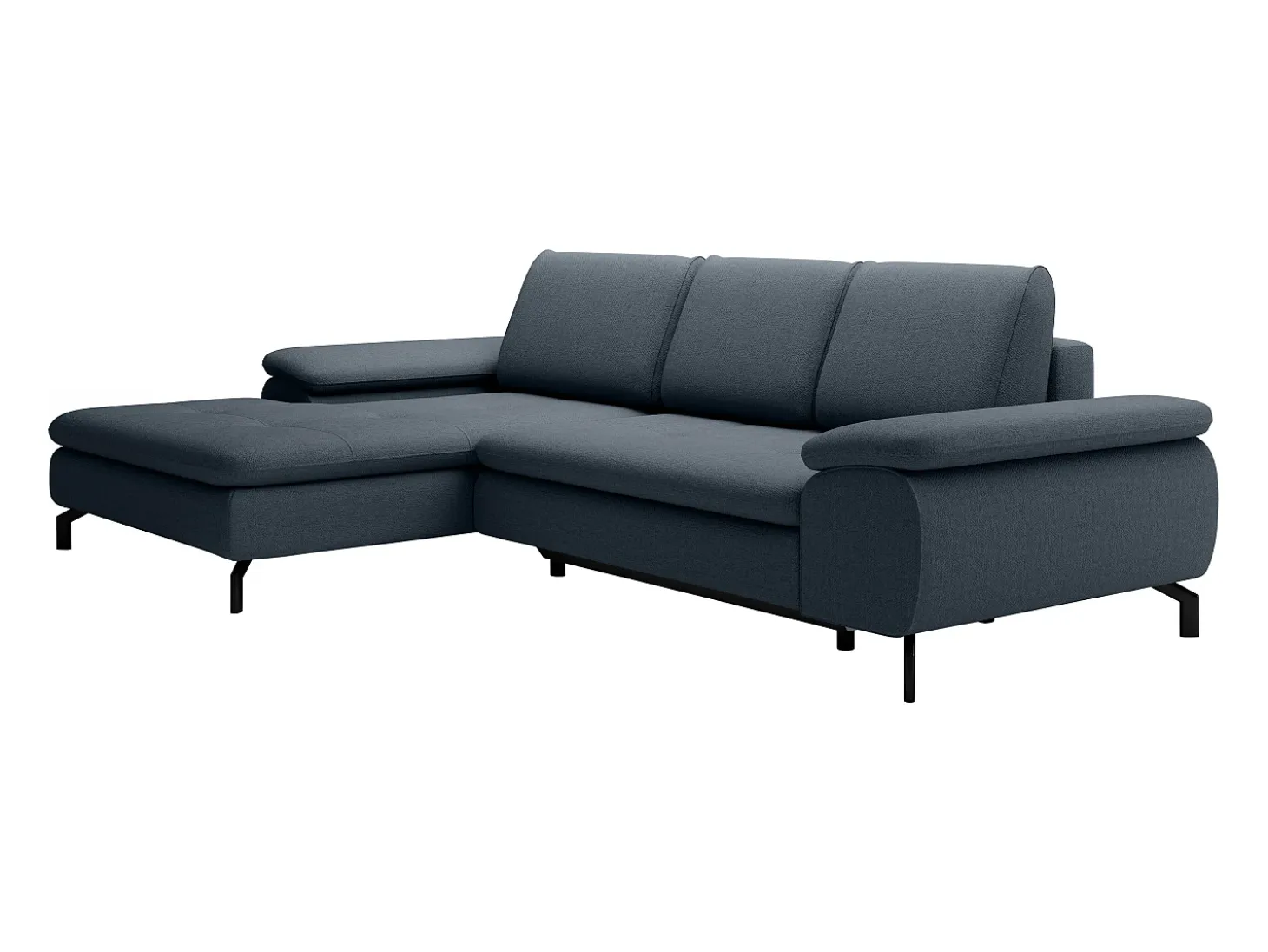 Sofá rinconera izquierda de tela azul texturizada ARCHIBALD