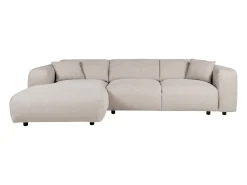 Sofá rinconera izquierda de tela jaspeada beige POGNI de Maison Céphy