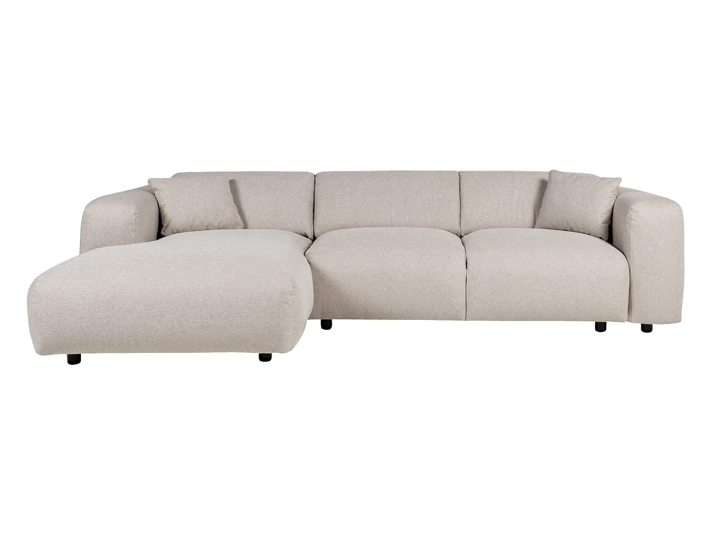 Sofá rinconera izquierda de tela jaspeada beige POGNI de Maison Céphy