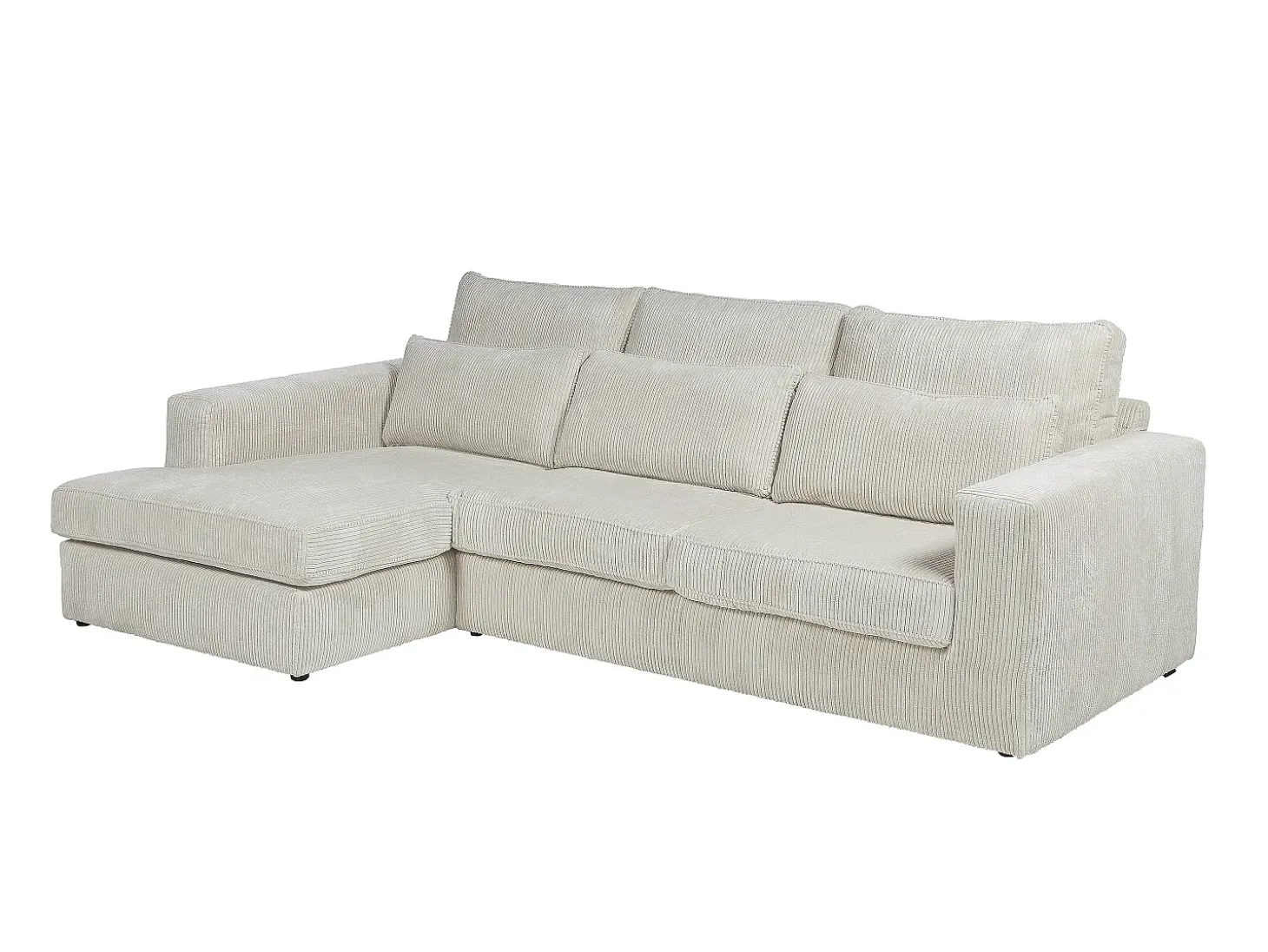 sofá rinconera izquierda de pana beige MONDOVI