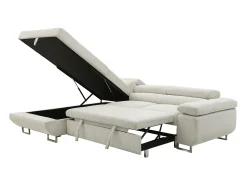 Sofá rinconera izquierda de terciopelo beige NURAZIO