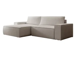 Sofá rinconera izquierda de terciopelo beige 4 plazas AMELIA