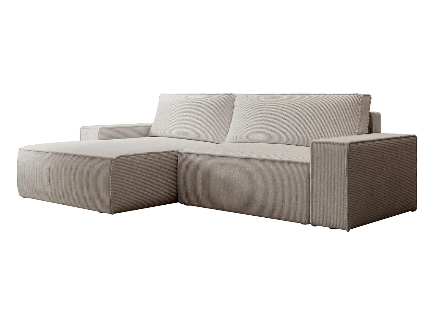 Sofá rinconera izquierda de terciopelo beige 4 plazas AMELIA